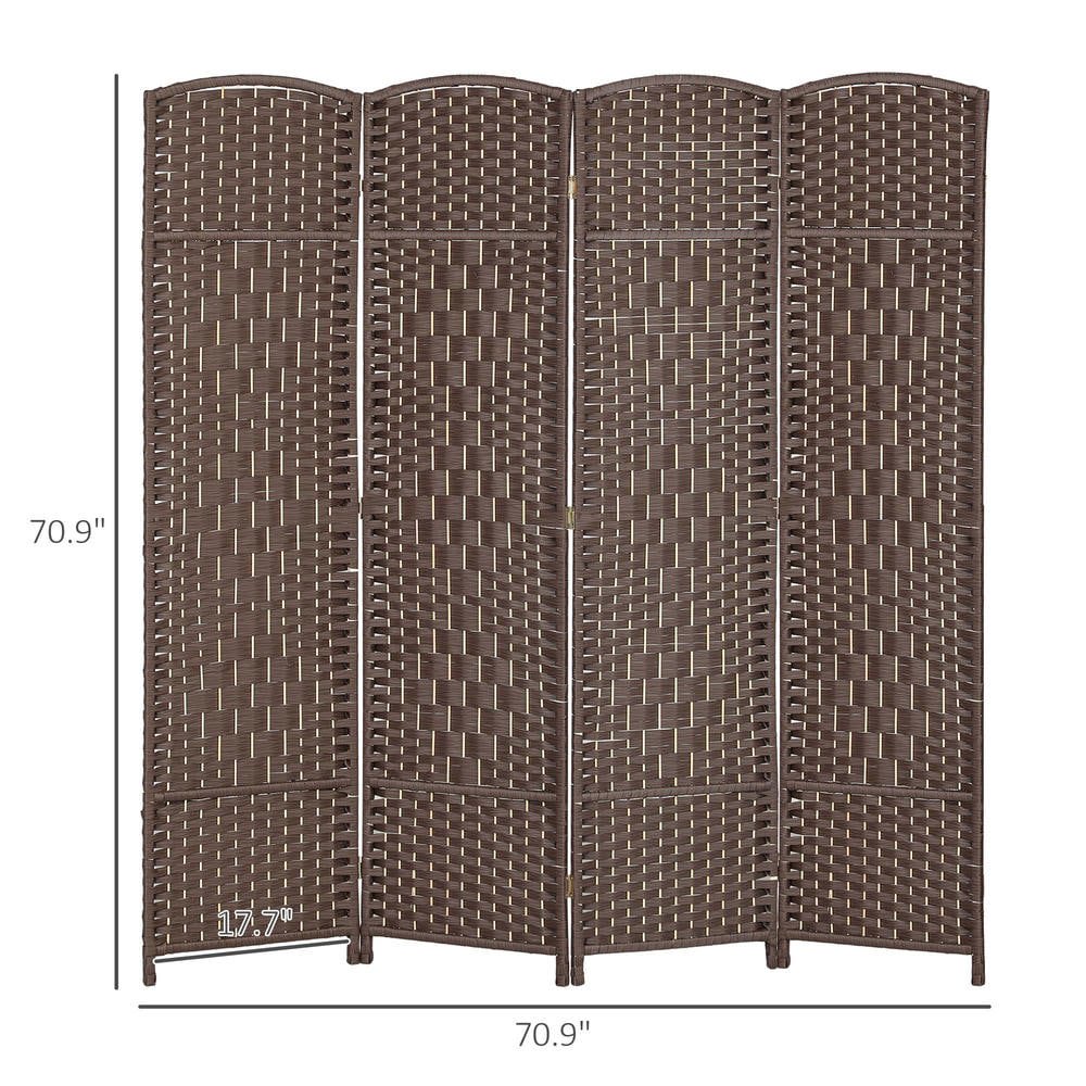 Resenkos 6ft Folding Room Divider Screen - 4-Panel Freestanding Wood Privacy Partition for Home Office, Brown