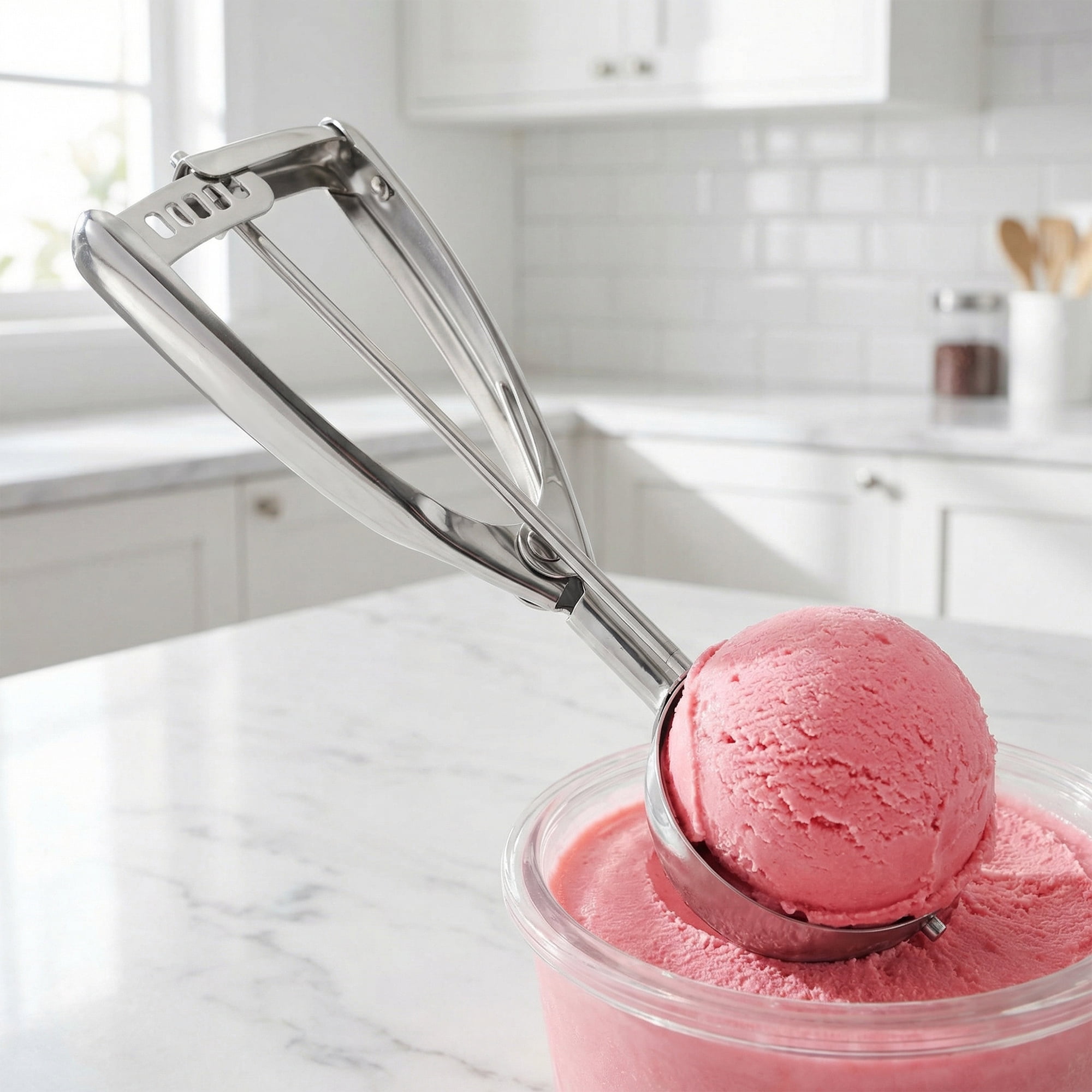Unique Bargains Easy Clean Tool Stainless Steel Ice Cream Scoop Silver 9.3in