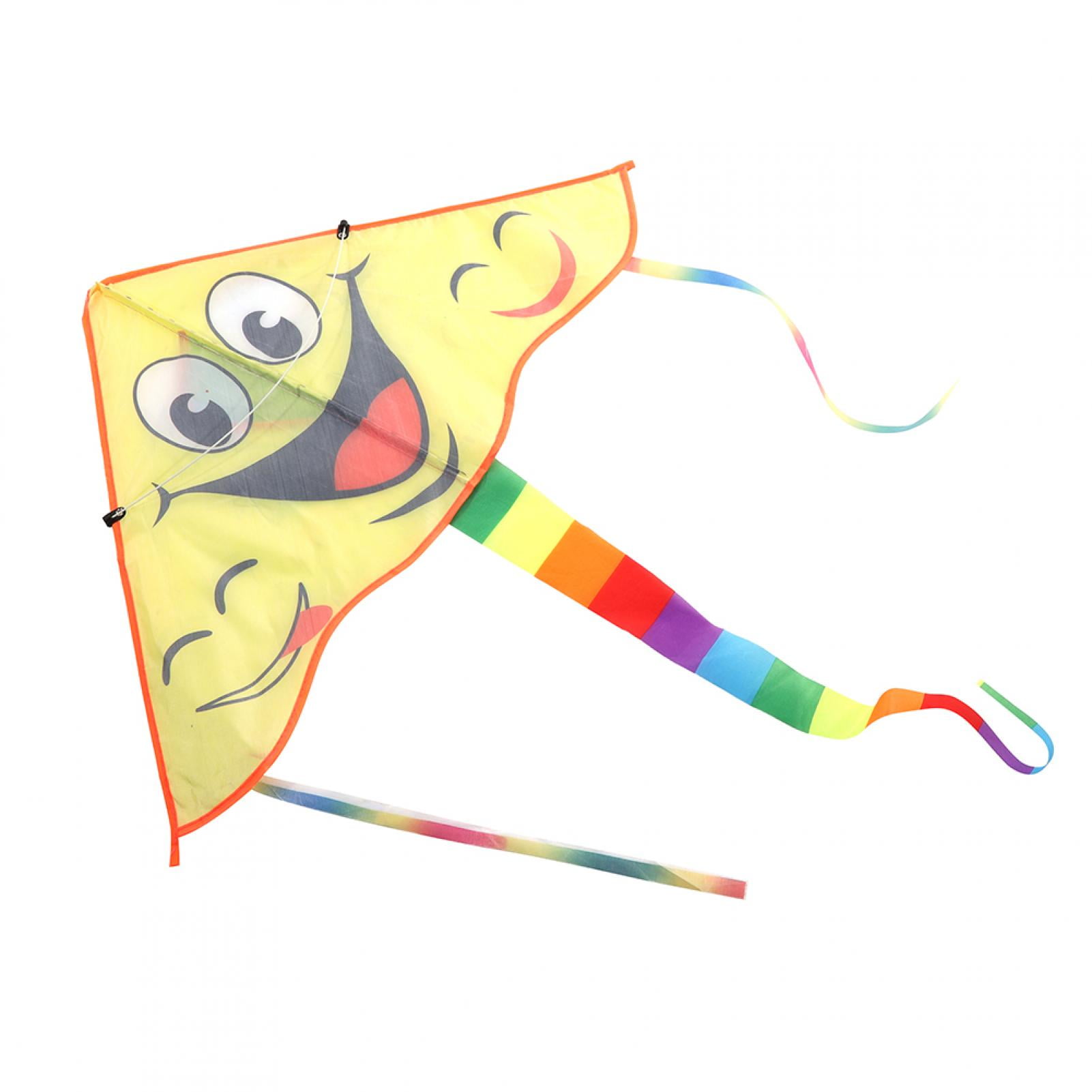 Kite, Triangle Kite,Portable Children Triangle Shape Cartoon Kite Smile Pattern Toy Kites For Family Outdoor Play