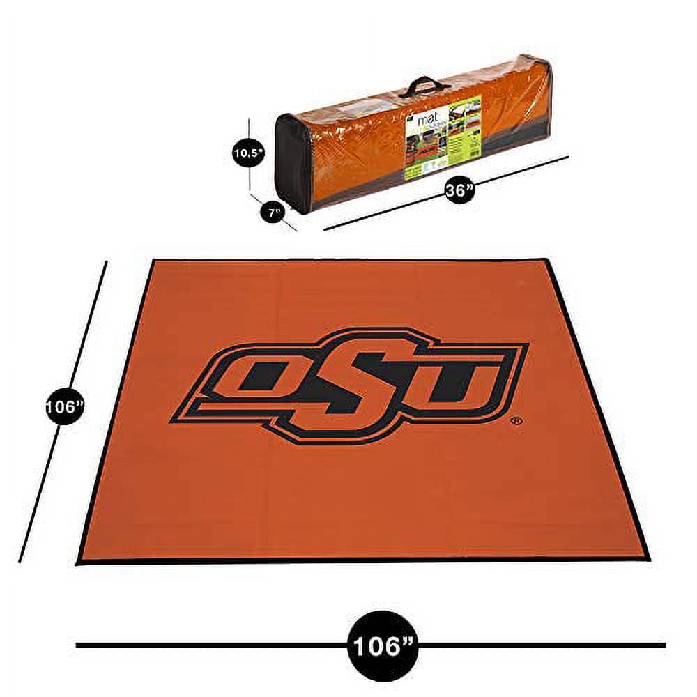 Smart Design Collegiate Tailgate Picnic Patio Mat - 9 x 9 Feet - Outdoor Indoor Rug Carpet - Oklahoma State - Officially Licensed Logo - Gray & Orange Colors - [OSU Cowboys]