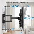 thumbnail image 5 of Pipishell Soporte de pared para TV de movimiento completo para la mayoría de televisores de 37 a 75 pulgadas de hasta 132 libras, soporte de pared para TV articulado, giratorio, inclinación, nivelació, 5 of 5
