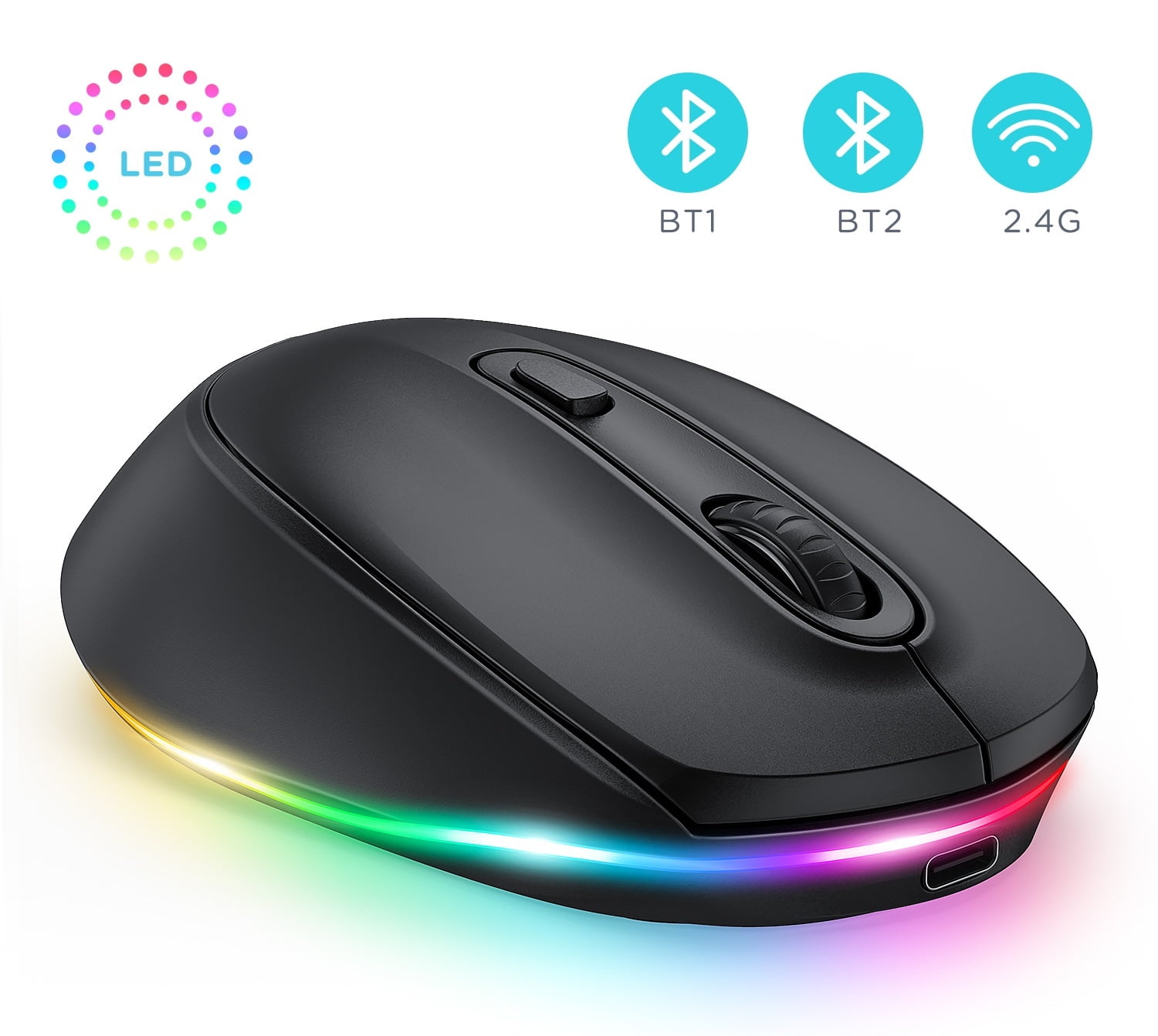 Seenda Bluetooth Mouse, Ultra Silent Rechargeable Light Up Wireless