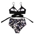 thumbnail image 4 of Women High Waisted String Floral Printed 2 Piece Bathing Suits Cross Wrap Push Up Top Tie Back Bikini Swimsuits, 4 of 9