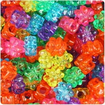 BeadTin Jelly Mix Transparent 13mm Flower Pony Beads (250pcs)