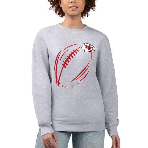 Women's G-III 4Her by Carl Banks Heather Gray Kansas City Chiefs Football Logo Graphic Fleece Tri-Blend Pullover