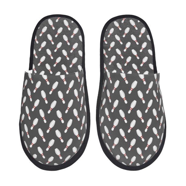 Fotbe Bowling Pins Pantuflas Peludas para Mujer con Estampado, Zapatillas de Peluche, Zapatos de Invierno para Casa, Uso Interior y Exterior-Large