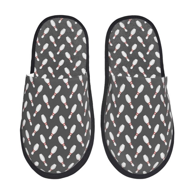 Fotbe Bowling Pins Pantuflas Peludas para Mujer con Estampado, Zapatillas de Peluche, Zapatos de Invierno para Casa, Uso Interior y Exterior-Large
