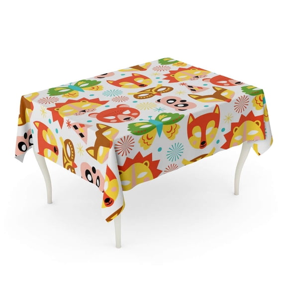 LADDKE Bear Carnival Masks Birthday Butterfly Celebration Costume Cute Tablecloth Table Desk Cover Home Party Decor 52x70 inch