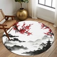 thumbnail image 2 of Round Rug 6Ft Washable Non-Slip, Chinese Mountain Circle Area Rugs for Living Room Bedroom, Landscape Painting Red Plum Flowers Indoor Floor Mats Carpet Runner for Home Decor Aesthetic, 2 of 8