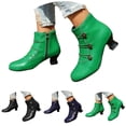 thumbnail image 1 of Dakaela Bottes à la Cheville pour Femmes Talons Blocs Bas Boutons Bottines Vintage d'Automne Bout Rond Escarpins de Robe Travail pour Dames Chaussures Noires 9, 1 of 8