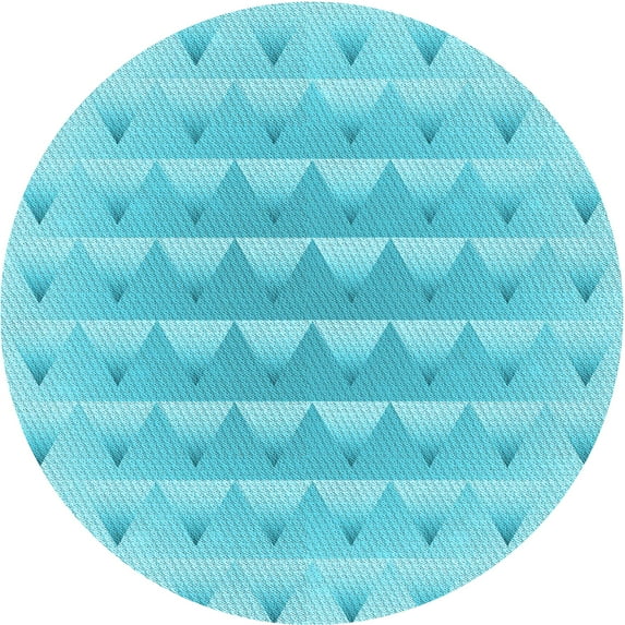 Ahgly Company Machine Washable Indoor Round Transitional Bright Turquoise Blue Area Rugs, 3' Round
