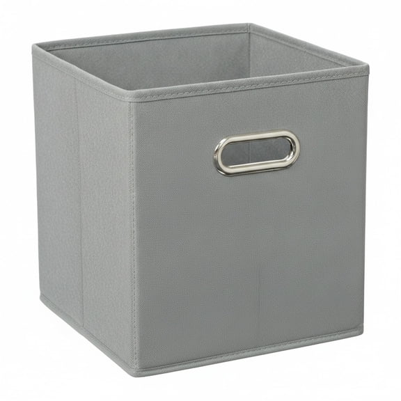 11.81 x 11.81 x 5.91 in Gray Non-woven Fabric Foldable Cube Storage Bin with Lid