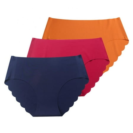 Womens Seamless Panties No Show Ice Silk Stretch Underwear High Cut Briefs Mid-waist Soft No Panty Lines Pack of 3