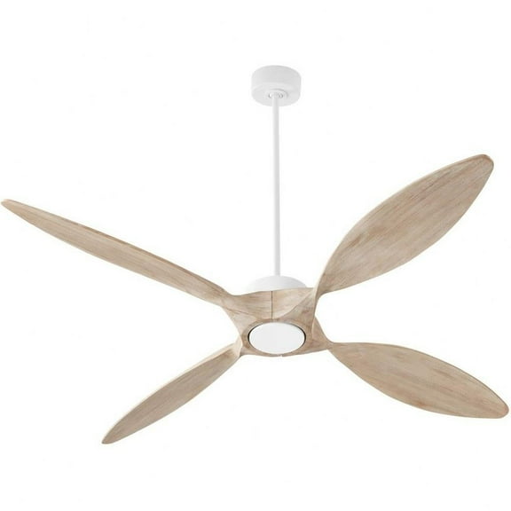 Vallenders Road 4 Blade Wifi Ceiling Fan in Soft Contemporary Style-13.5 inches Tall and 66 inches Wide-Studio White Finish-Weathered Gray Blade Color