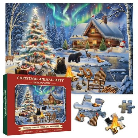 

MXTPOV Creative Christmas Decoration Christmas Party Puzzle 1000 Pieces Christmas Puzzle for Adults and Kids Christmas and Holiday (Snow Scene)