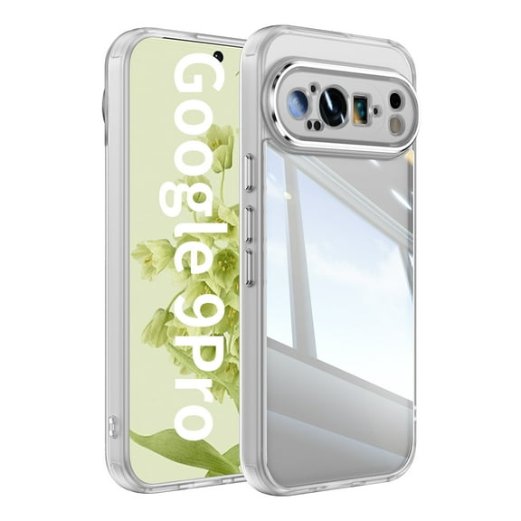 Compatible with Google Pixel 9A Phone Case,Built-in Lens Camera Protector,Transparent Back Design,Ultra Slim Shockproof Protection Anti-Scratch TPU Bumper Thin Fit Phone Case,White