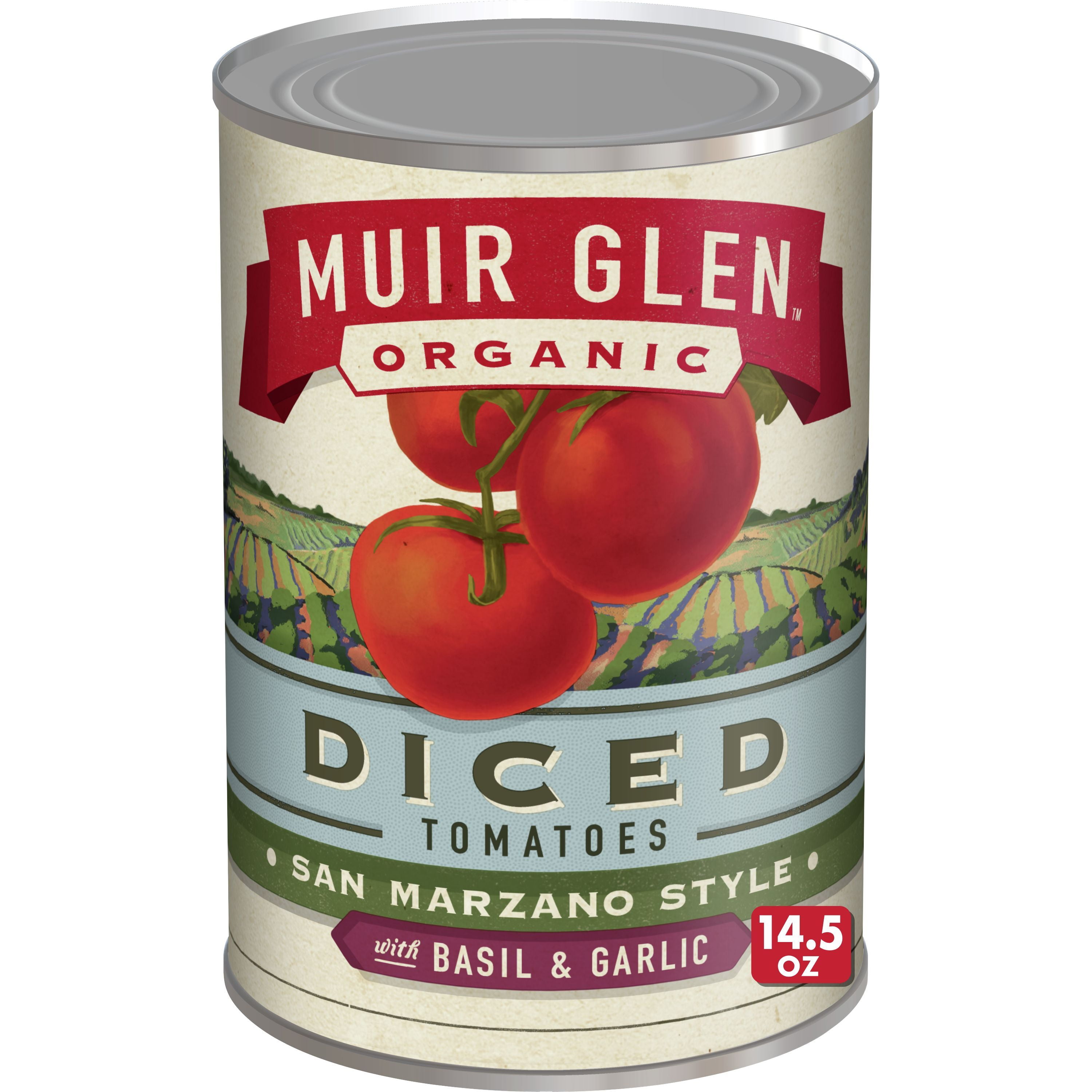 Muir Glen Organic Diced San Marzano Style Canned Tomatoes with Basil and Garlic, 14.5 oz