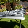 thumbnail image 2 of MesaSe Rally Home Goods Outdoor Vinyl Tablecloth Rectangular Fitted Cover Table + Benches 3-pc Set  Flannel Backing Elastic 30x72‘‘ (6-FT, 2 of 6