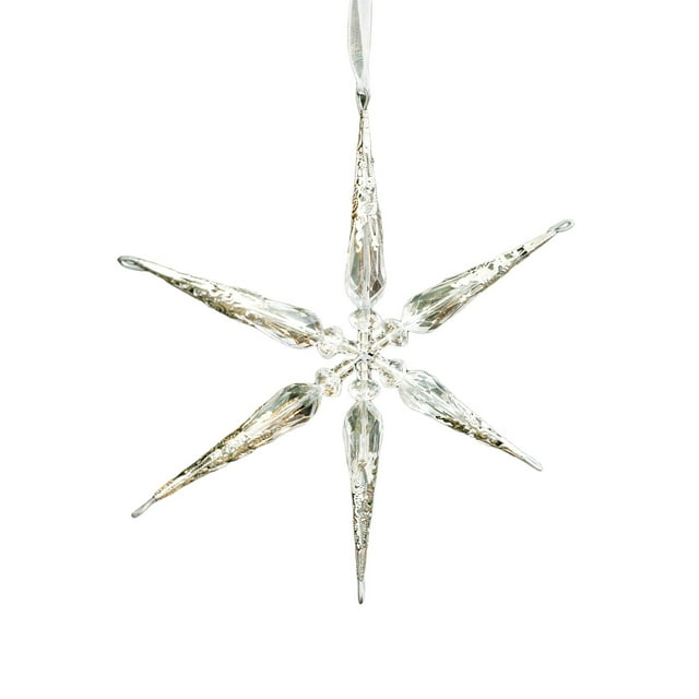 Hearth & Gear Transparent Acrylic Snowflake Star Shaped For Festive Scene Small Table Top Christmas Decorations under 10 Candy Cane Beads Stained Glass Birds Window Cling String Lights Hanging