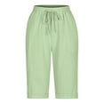 thumbnail image 4 of cfhntfmh Shorts for Women Casual Summer Elastic Waisted Lounge Pants Soft Folded Hem Straight Leg Knee Length Pants, 4 of 6