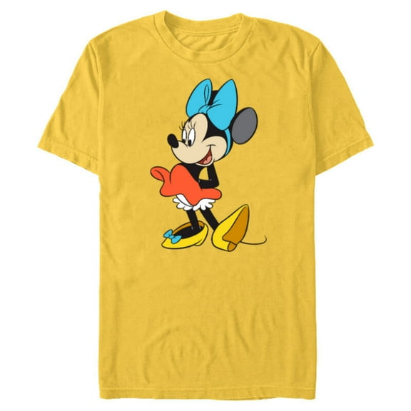 Disney Classic Minnie Mouse with Blue Bow - Short Sleeve Blended T-Shirt for Adults - Customized-Yellow