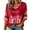Red #72, variant on DORKASM Breast Cancer Shirts for Women V Neck Breast Cancer Awareness Shirt 3/4 Sleeve Gifts Trendy Cancer Survivor Tops Hope Love Wings Lounge Tshirt Purple M