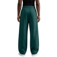 thumbnail image 5 of Nestiefly Men's Fleece Baggy Sweatpants | Wide Leg Pants, Athletic, Elastic Waist, Drawstring, Casual, Lounge, with Pockets, Streetwear, Comfort Dark Green S, 5 of 7