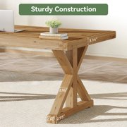 Finmind 63 Solid Wood Executive Desk, Large Simple Writing Study Table for Home Office, Brown