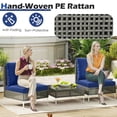 thumbnail image 6 of Spaco 3 Pieces PE Rattan Conversation Chairs, Patio Conversation Set with Tempered Glass Coffee Table for Patio, Garden, Backyard, Navy, 6 of 13