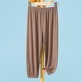 thumbnail image 4 of ZACPNCV Boys and Girls Casual Cotton Pants Lightweight Summer Elastic Waist Solid Lounge Long Trousers with Pockets Brown 5-6 Years, 4 of 5