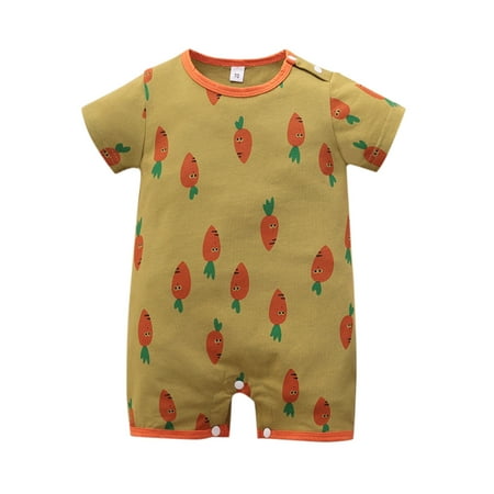 

Child Unisex Onesies Carrot Sleeve Short Jumpsuit Print Baby Romper Romper Jumpsuit Toddler Summer Cool Play Daily Wear