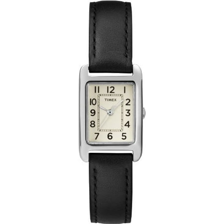 Timex T2P321 WR30M Black Leather Strap Stainless Steel Case Dress Women's