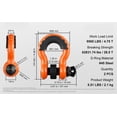 thumbnail image 7 of 3/4" D-Ring Shackle, 2 Pack Alloy Steel Shackles 62832 lbs (28.5 Ton) Break Strength with 7/8" Screw Pin, Isolators & Washers, Heavy Duty Off Road Vehicle Recovery Shackle for Jeep Truck, Orange, 7 of 7