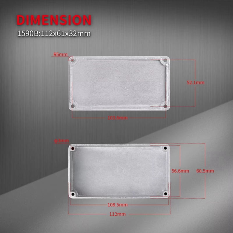 5PCS Guitar Effect Pedal Enclosure 1590B Aluminum Diecast Stomp Box Toggle Switch Box Case