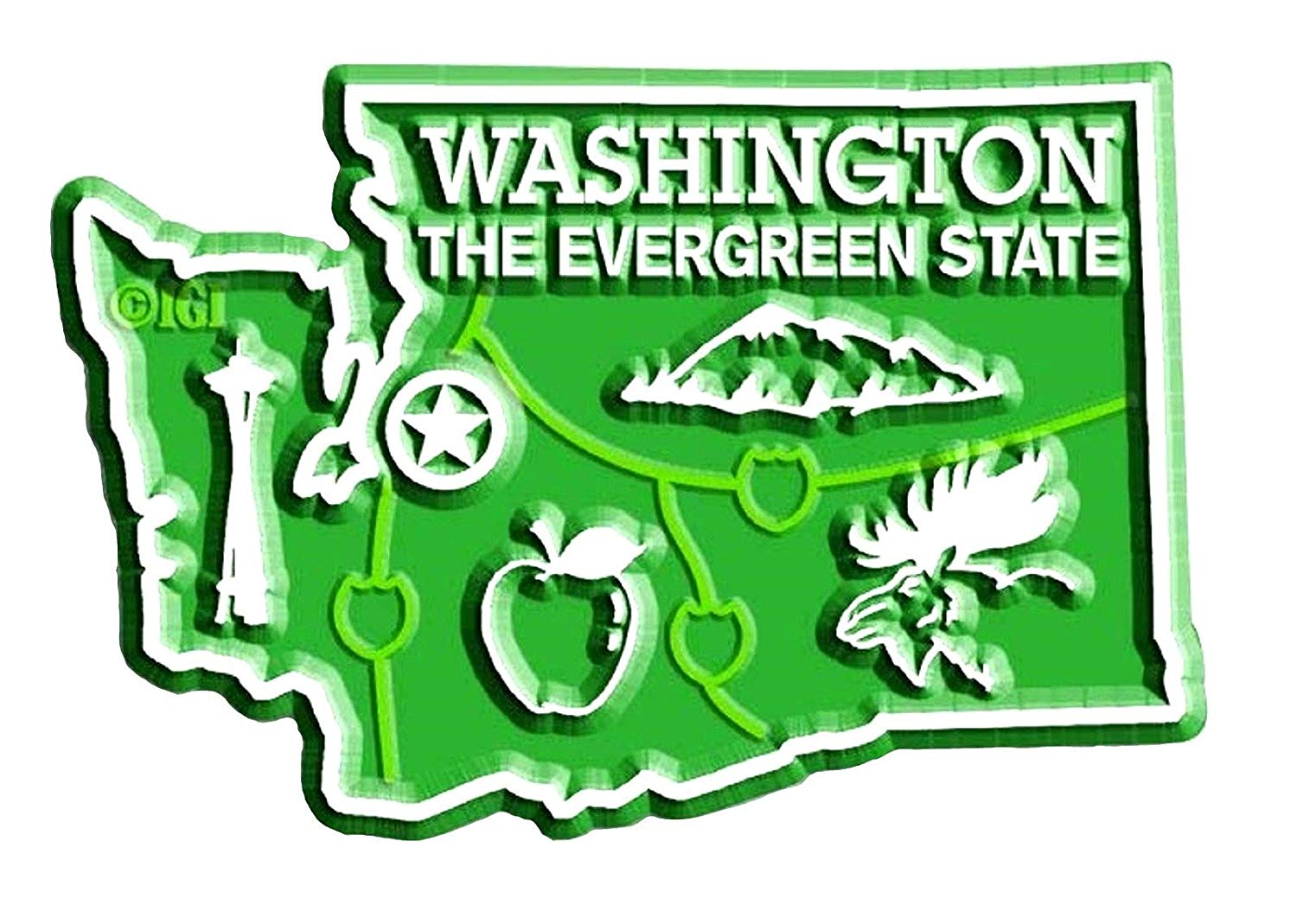 Washington the Evergreen State Map Fridge Magnet - Walmart.com - Walmart.com