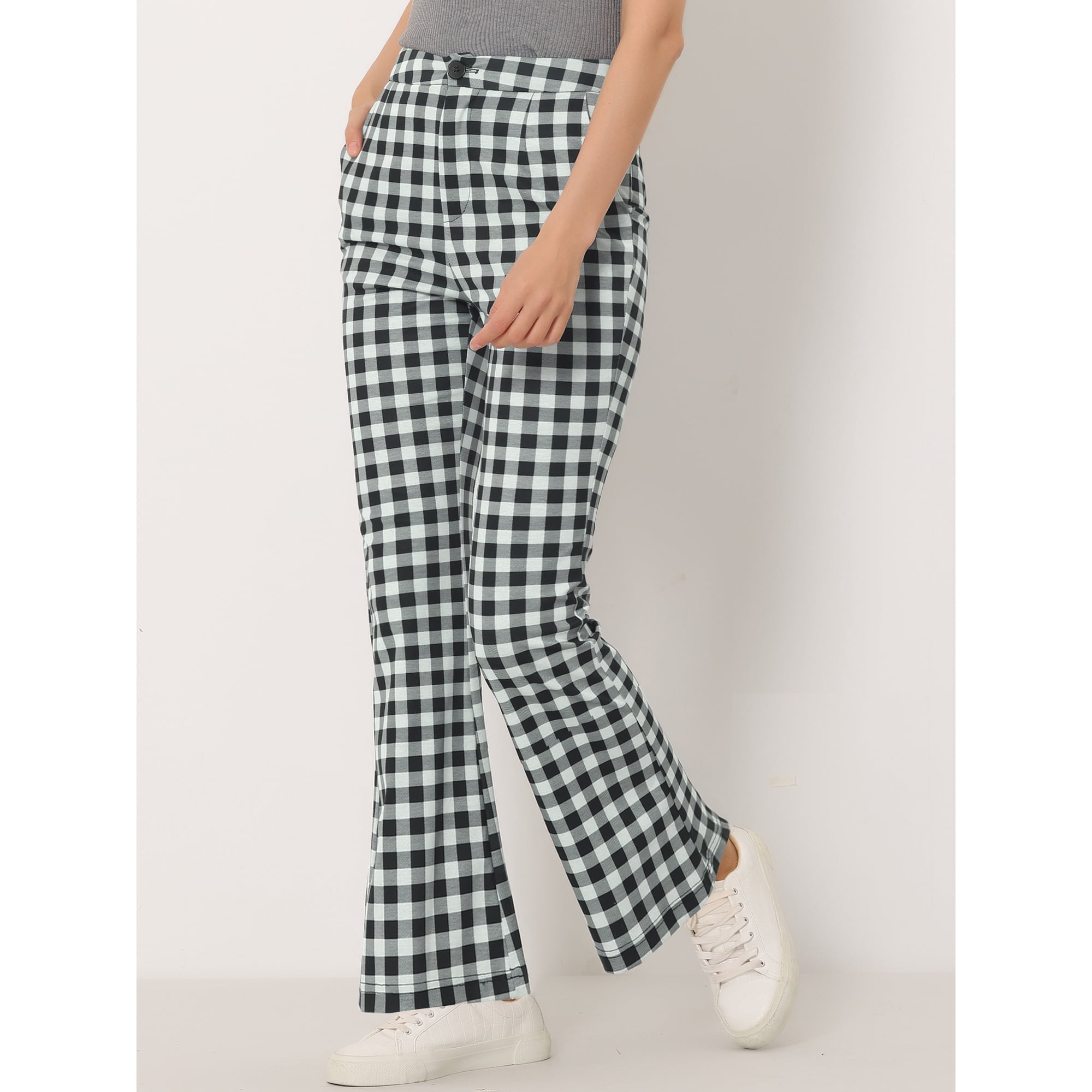 Flare plaid pants hot sale
