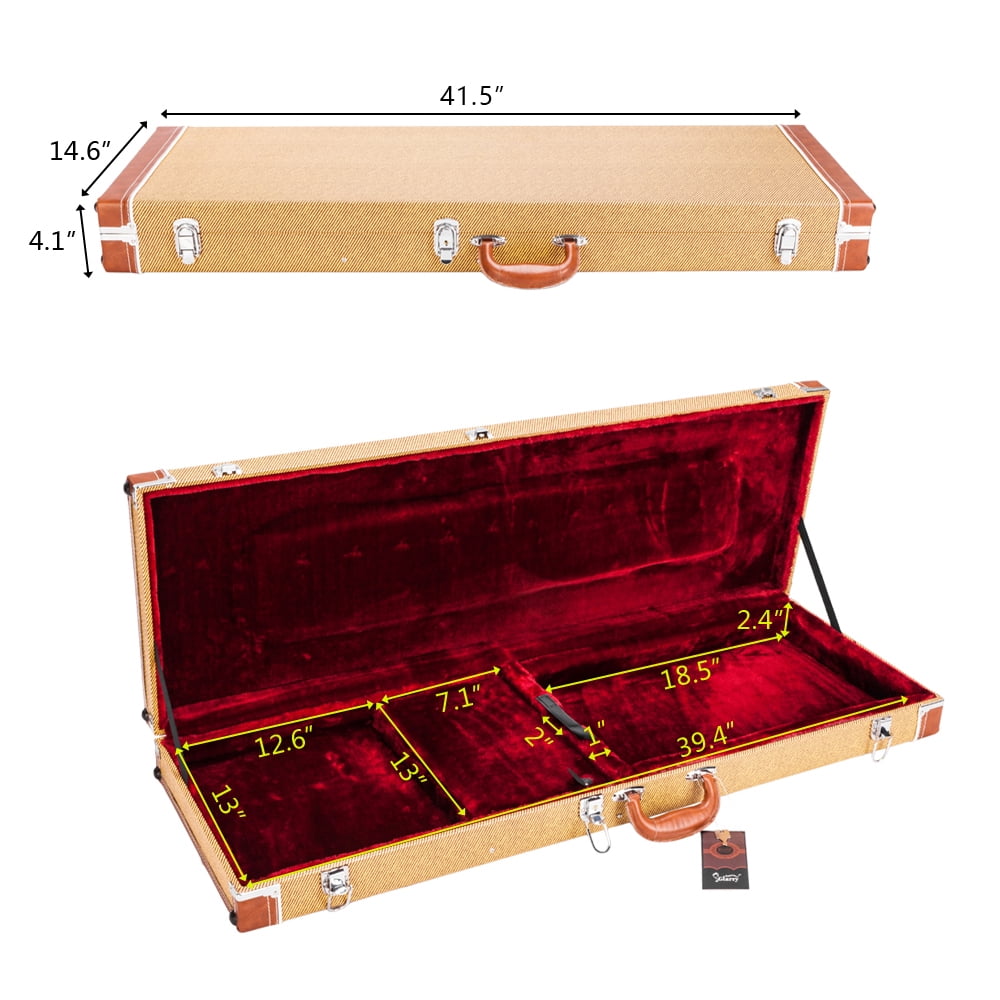 Electric Guitar Square Hard Case for GST GTL 170 SG and Burning fire Style Flat, Yellow