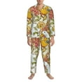 thumbnail image 3 of Honeii Ducks and Flowers Pattern Mens Pajamas Set,2pcs Men's Lounge Long Sleeve Sleep Shirt and Pajama Bottoms Sleepwear Set,Mens Pjs Sets-X-Large, 3 of 7