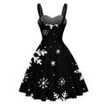 thumbnail image 3 of DailyTrove Women's Snowflake Print Fit & Flare Dress, Sleeveless, Winter Party & Holiday Event Wear, Stretchy Velvet Blend, 3 of 5