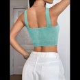 thumbnail image 4 of Tops Cortos Sin Mangas para Mujer con Cuello Cuadrado Acanalado Verde L, 4 of 7