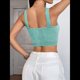 thumbnail image 4 of Tops Cortos Sin Mangas para Mujer con Cuello Cuadrado Acanalado Verde M, 4 of 7