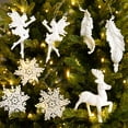 thumbnail image 3 of Christmas Tree Hanging Ornaments Snowflake Angel Deer White Pendants Navidad New Year Party Home Xmas Tree Decorations Kids Toys (1pcs style I), 3 of 7