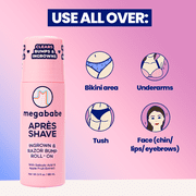 Megababe Après Shave, Ingrown Hair & Razor Bump Liquid Roll-on Treatment, 3 fl oz