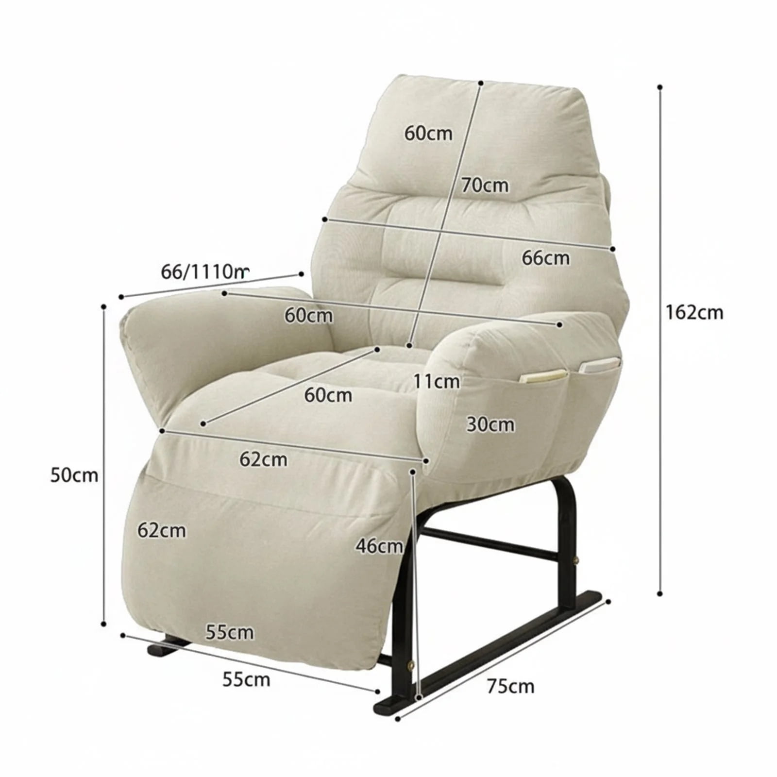BEJOLO 2-in-1 Recliner and Office Chair, Ergonomic Computer Desk Chair with Foldable Design for Naps, Home Living Room and Gaming Relax, Beige