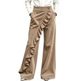 thumbnail image 2 of Mutghys Corduroy Pants Women Button Asymmetric Ruffle High Waisted Wide Leg Pants with Pockets Vacation Shopping Winter Warm Comfy Casual Pants S-2XL, 2 of 6