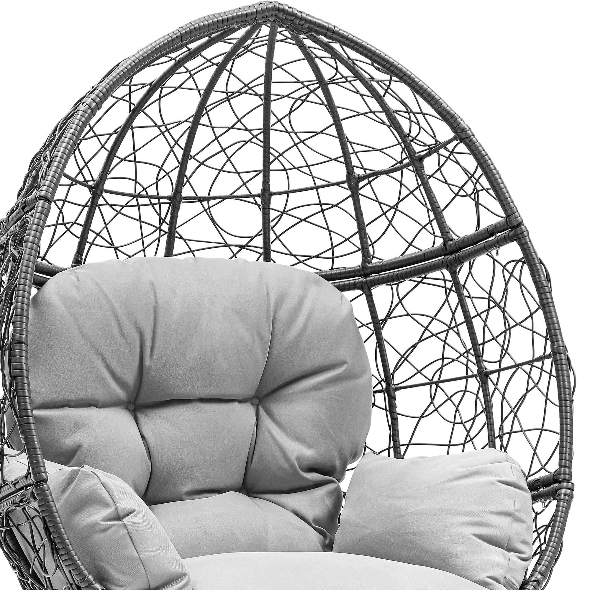 Uforic Oversized Egg Chair with Stand, Wicker Hanging Basket Chair for Indoor & Outdoor, 350lbs Capacity, Grey