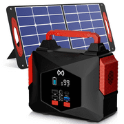 Magshion 300W Portable Power Station with 100W Foldable Off-Grid Solar Panel Kit, Solar Generator Backup Battery Power Supply for Camping Travel RV Emergency, Black