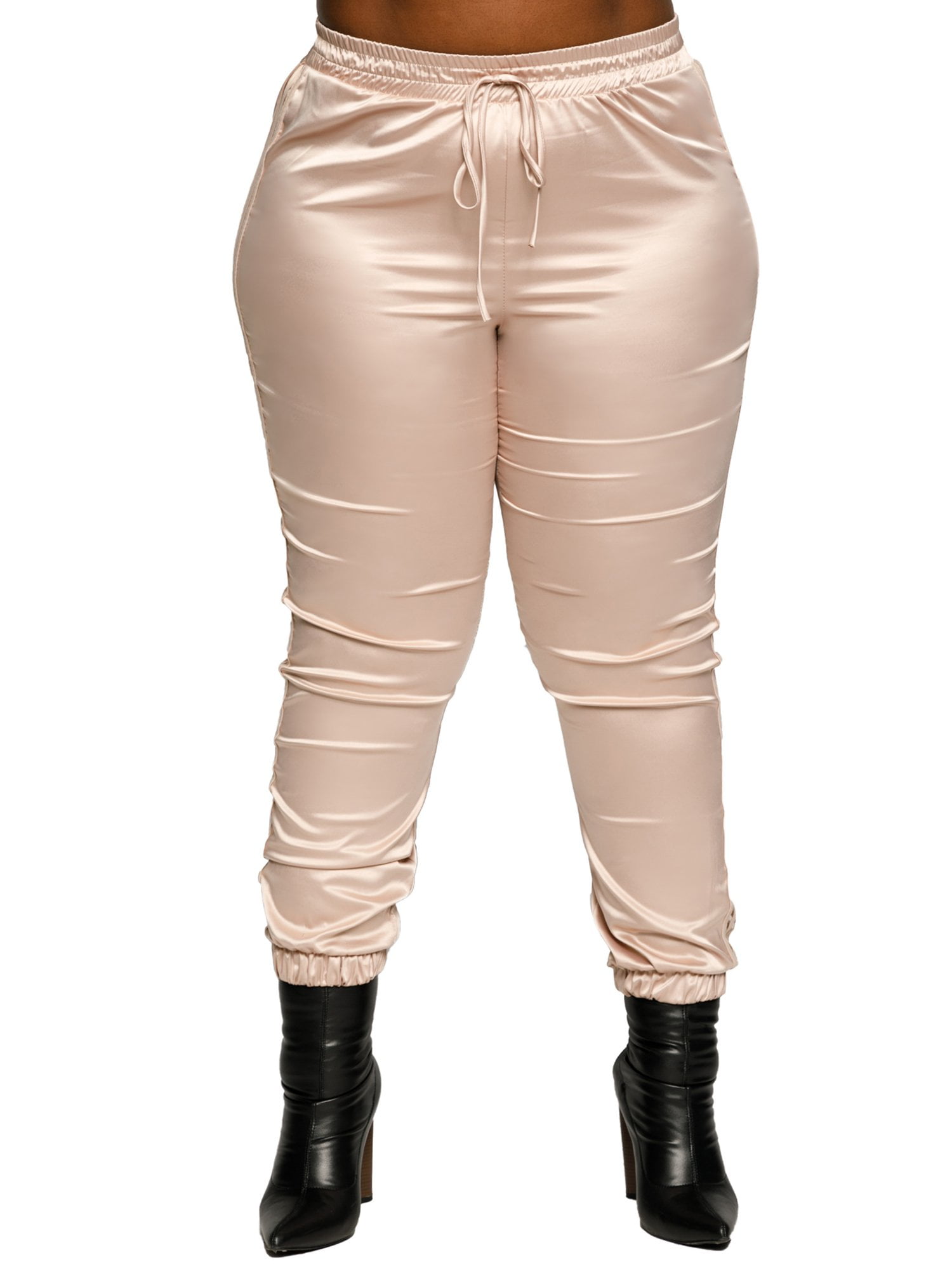 Xehar - Xehar Women's Plus Size Elastic Striped Satin High Waisted Jogger Pants - Walmart.com