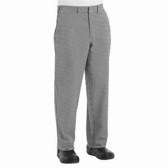 Chef Designs 2020BW-28-25 Mens Checked Cook Pant, Black & White - Size 28 - 25 in. Inseam