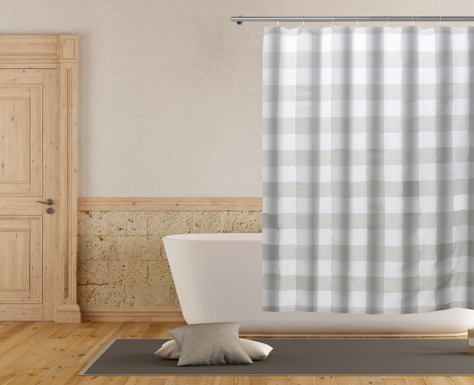 Kate Aurora Country Farmhouse Living Buffalo Plaid Checkered Gray